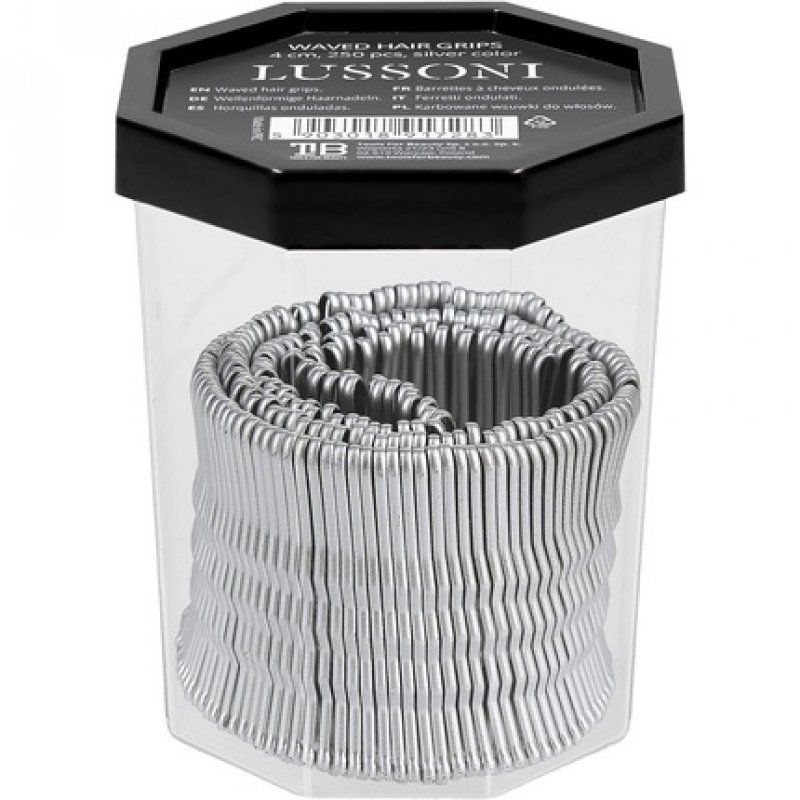 T4B LUSSONI 250 Pieces Waved Hair Grips Hair Pins Wavy Hair Clips 4cm Silver