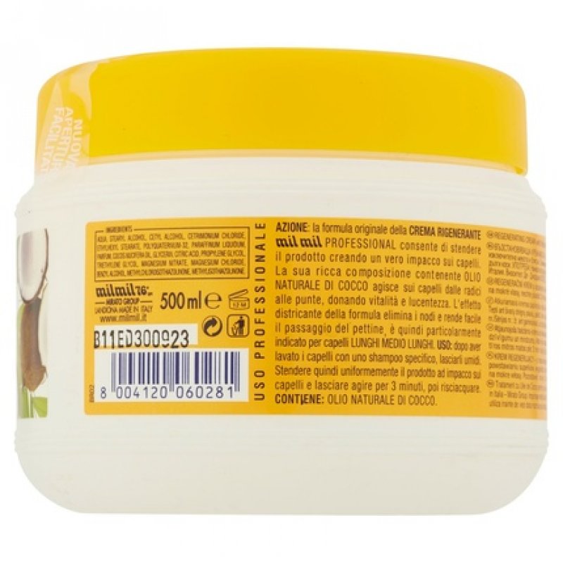 milmil Hair Mask with Coconut Oil (Crema Rigenerante) 500ml