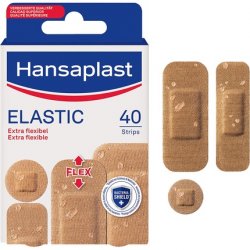 Hansaplast Elastic Bandages 40 Pre-Cut Sterile Breathable and Ultra-Flexible Bandages of Various Sizes for All Wounds