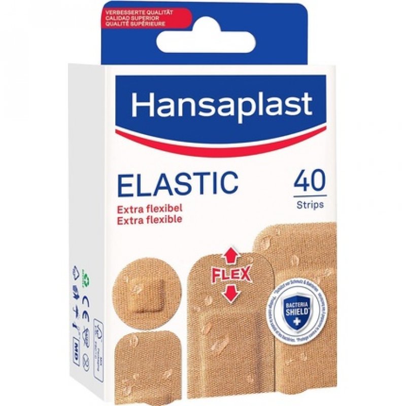Hansaplast Elastic Bandages 40 Pre-Cut Sterile Breathable and Ultra-Flexible Bandages of Various Sizes for All Wounds