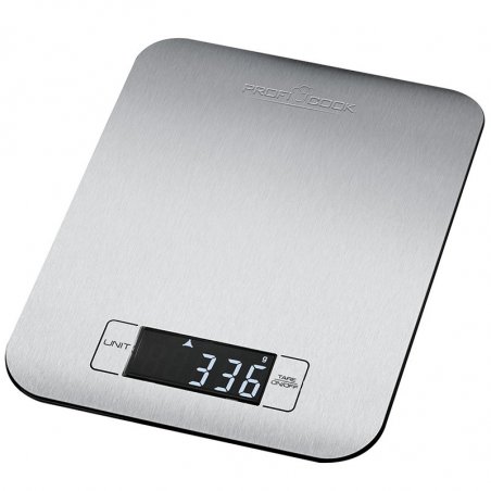 ProfiCook PC-KW 1061 Digital Kitchen Scale with Large LCD Display Stainless Steel Weighing Surface Tara Function