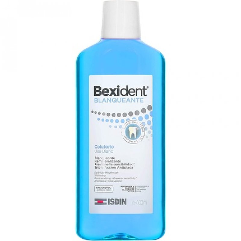 Isdin Bexident Whitening Colour Daily Use Mouthwash Whitening Remineralizing Triple Action Antiplaque 500ml