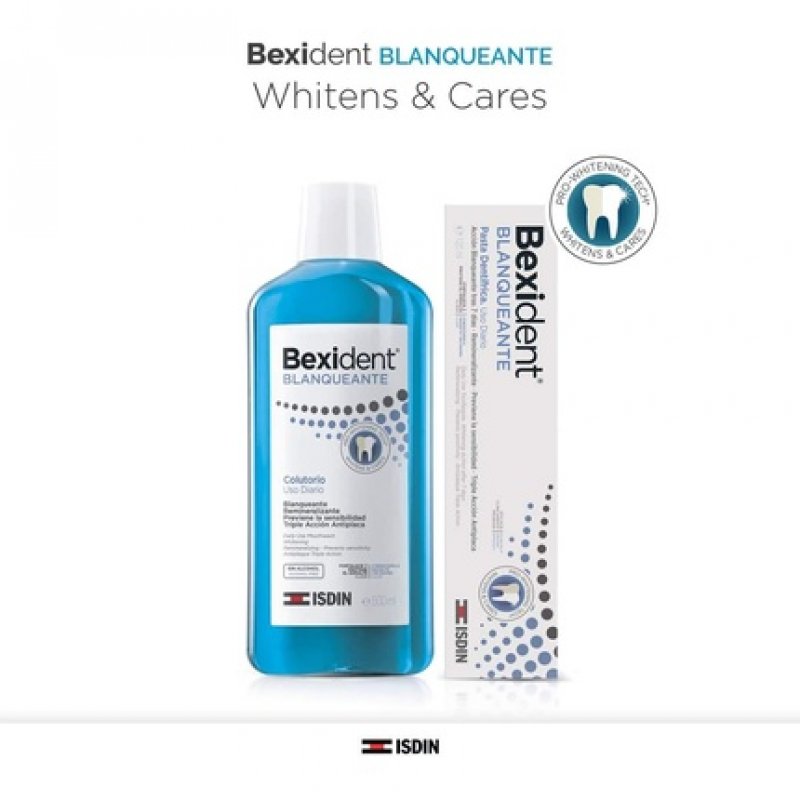 Isdin Bexident Whitening Colour Daily Use Mouthwash Whitening Remineralizing Triple Action Antiplaque 500ml