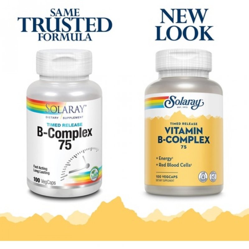 Solaray Vitamin B-Complex 75mg Timed-Release for Hair, Skin, Nails, Nerves, Immune Function