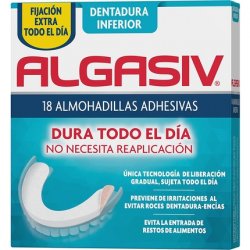 Algasiv Adhesive Pads for Lower False Dentures Last All Day and Protect Gums 18 Units