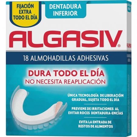 Algasiv Adhesive Pads for Lower False Dentures Last All Day and Protect Gums 18 Units