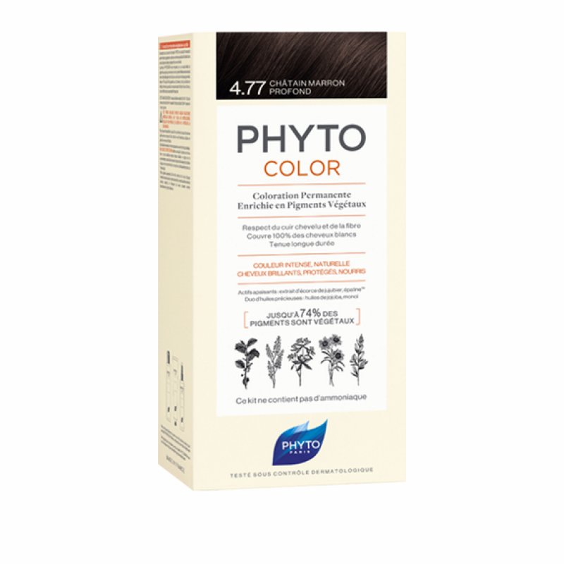 PHYTO Phytocolor Permanent Hair Color 4.77 Intense Chestnut Brown with Botanical Pigments 0.42 oz