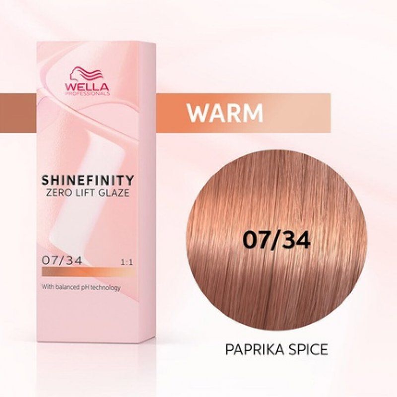 WELLA SHINEFINITY Paprika Spice 07/34 Medium Golden Copper Blonde (60ml) Demi-Permanent Color