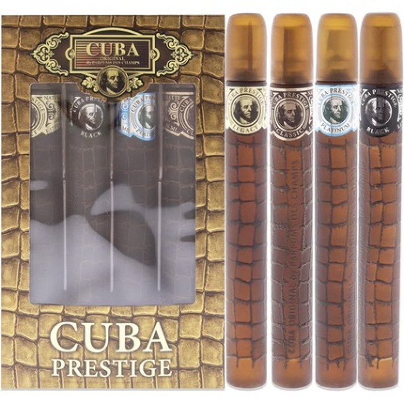 Cuba Cuba Prestige For Men 4 Piece Gift Set 1.17oz Classic EDT Spray, 1.17oz Black EDT Spray, 1.17oz Platinum EDT