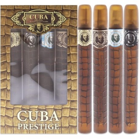 Cuba Cuba Prestige For Men 4 Piece Gift Set 1.17oz Classic EDT Spray, 1.17oz Black EDT Spray, 1.17oz Platinum EDT