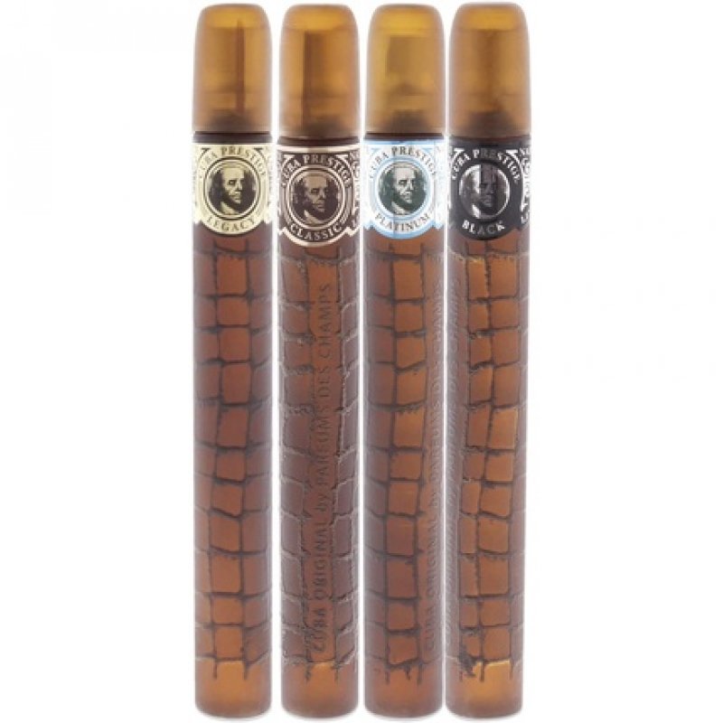 Cuba Cuba Prestige For Men 4 Piece Gift Set 1.17oz Classic EDT Spray, 1.17oz Black EDT Spray, 1.17oz Platinum EDT
