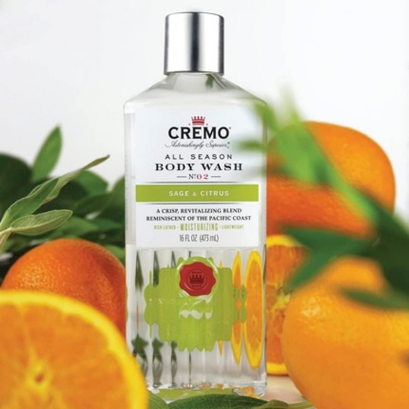 CREMO Moisturizing Body Wash for Men Revitalizing Sage & Citrus Shower Gel 473ml