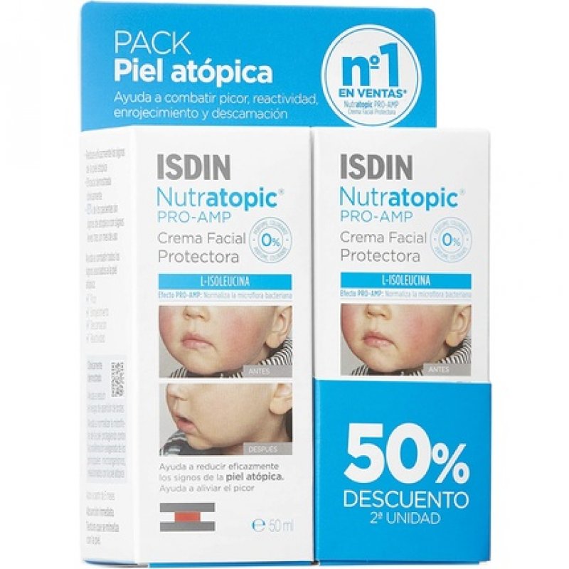 Isdin Nutratopic Pro-AMP Atopic Skin Face Cream 50ml - Pack of 2
