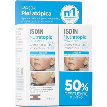 Isdin Nutratopic Pro-AMP Atopic Skin Face Cream 50ml - Pack of 2