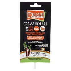 DELICE SOLAIRE High Protection SPF50 Sunscreen with Tan Activator 50ml Mini Size - Black Carrot - Fragrance Free -