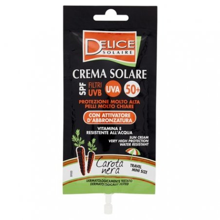 DELICE SOLAIRE High Protection SPF50 Sunscreen with Tan Activator 50ml Mini Size - Black Carrot - Fragrance Free -