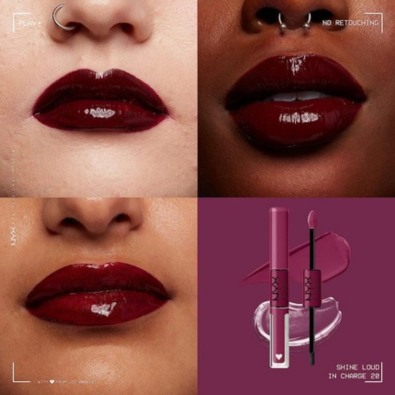 NYX Professional Makeup Shine Loud Long-Lasting Liquid Lipstick with Clear Lip Gloss Perfect Berry