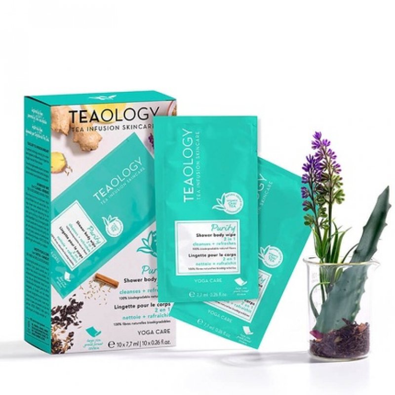 Teaology Purity Shower Body Wipe 10 Pack Yoga Care Vegan Natural Cosmetics
