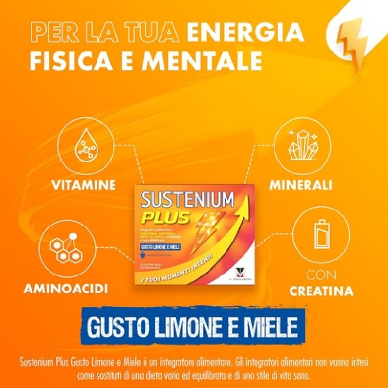 Sustenium Plus Lemon and Honey Flavor Energizing Supplement with Amino Acids, Vitamins, and Minerals for Physical and