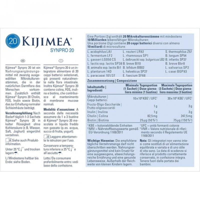 Kijimea Synpro 20 Synergistic Microculture Strains with Choline and Biotin - Gluten Free