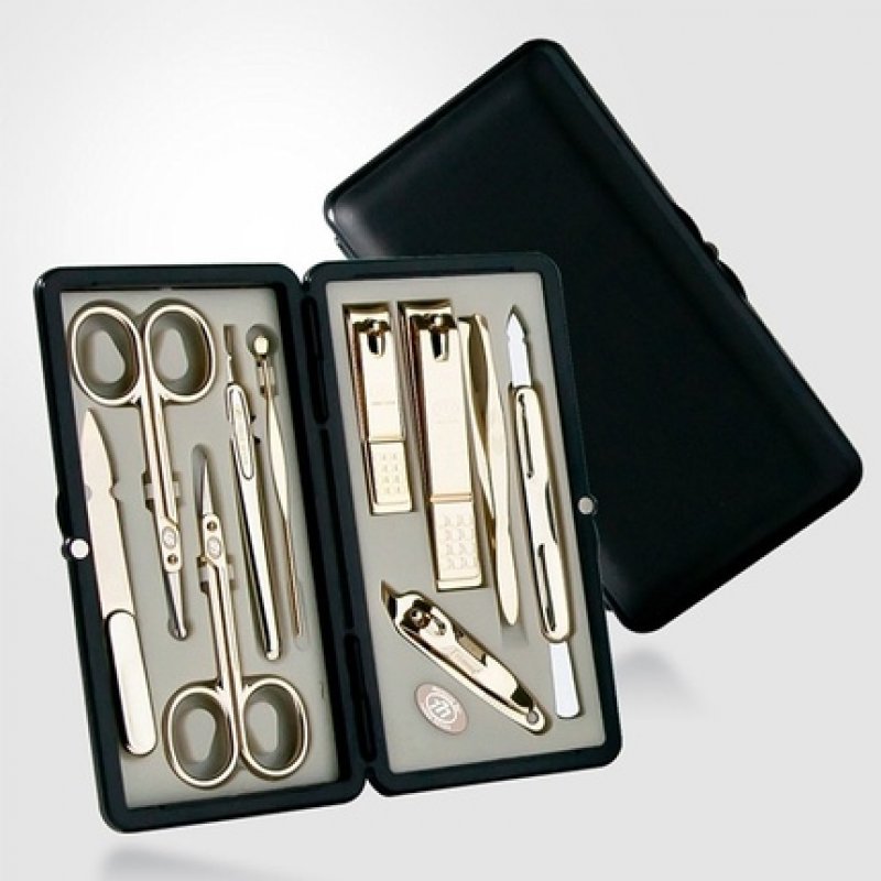 Three Seven 777 Travel Manicure Pedicure Grooming Kit Set TS-2100G - 10 Pieces Gold