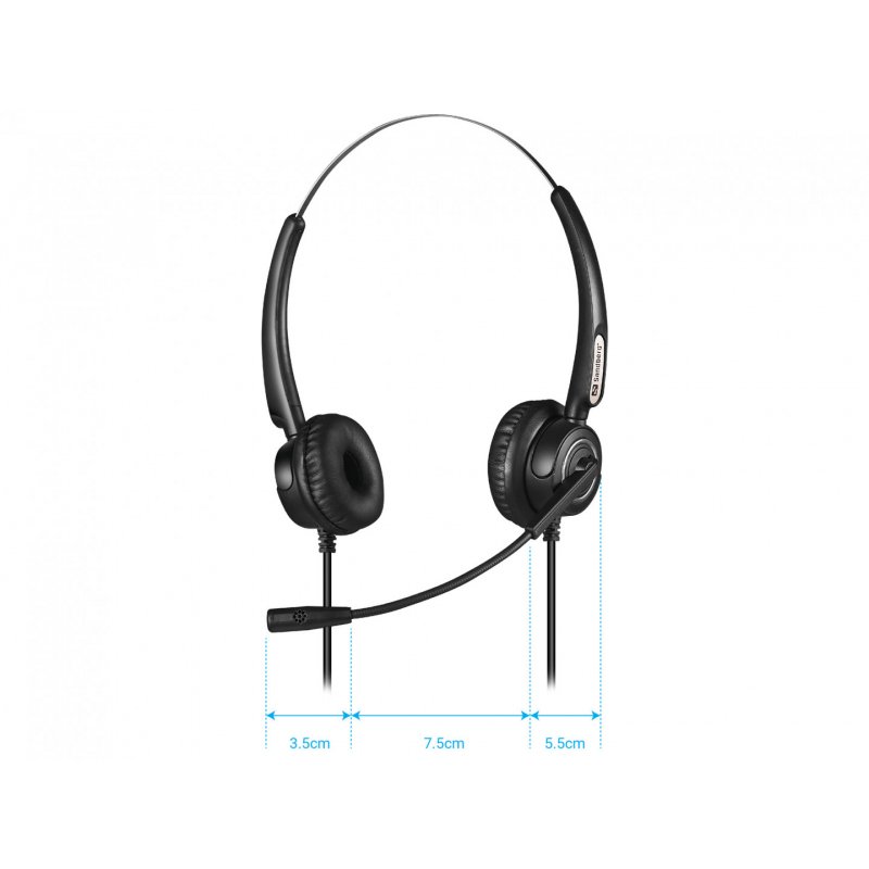 Sandberg (126-13) Office Pro Headset with Boom Mic, USB, 30mm Drivers, In-Line Controls, 5 Year Warranty