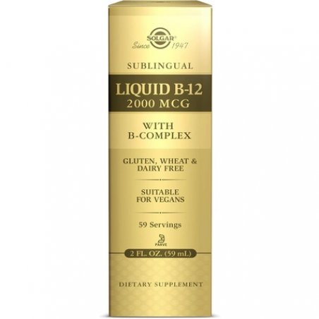 Solgar Liquid B12 2000mg with B-Complex - Healthy Nervous System, Heart, Mind, and Red Blood Cell Formation 59ml