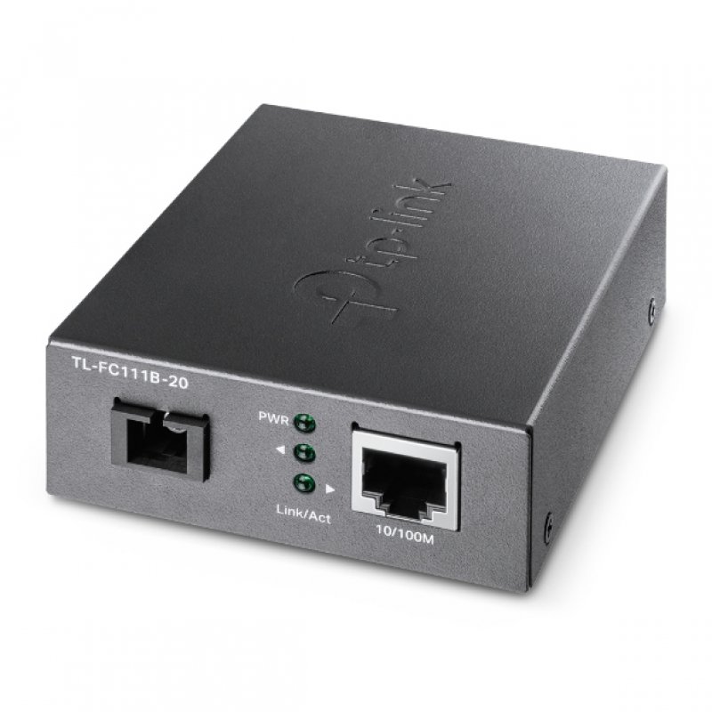TP-LINK (TL-FC111B-20) 10/100 Mbps WDM Media Converter, up to 20km, 802.3u 10/100Base-TX, 100Base-FX, Single-Mode,