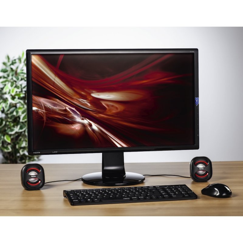 Hama Sonic Mobil 183 2.0 Notebook Speakers, 3.5 mm Jack, USB-A for Power, Inline Volume Controls