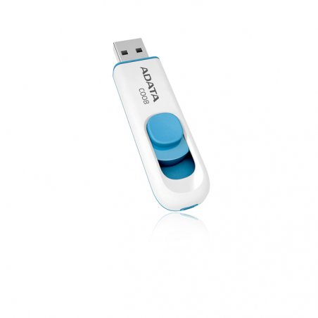 ADATA 16GB USB 2.0 Memory Pen, C008, Retractable, Capless, White