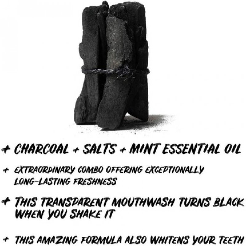 Ecodenta Extraordinary Teeth Whitening Mouthwash Alcohol Free Fluoride Free Mouth Wash for Bad Breath 500ml Charcoal