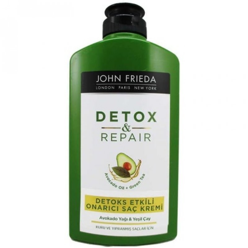 John Frieda Detox & Repair Conditioner 250ml Hydrating and Smoothing for Dry Stressed and Damaged Hair with Avocado Oil