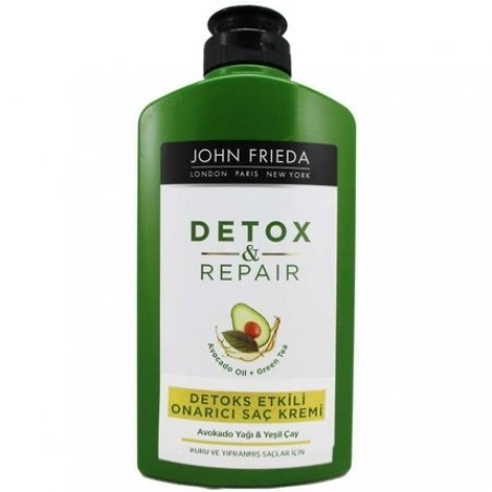 John Frieda Detox & Repair Conditioner 250ml Hydrating and Smoothing for Dry Stressed and Damaged Hair with Avocado Oil