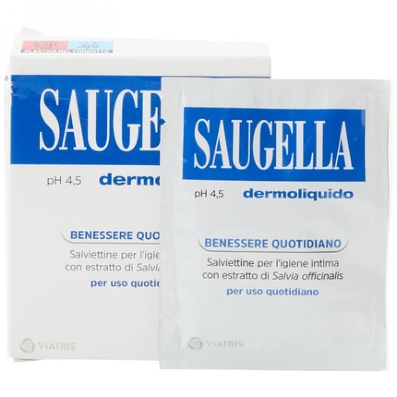 Saugella Dermoliquid Intimate Wipes with Sage Extracts Soft and Durable Disposable Fabric