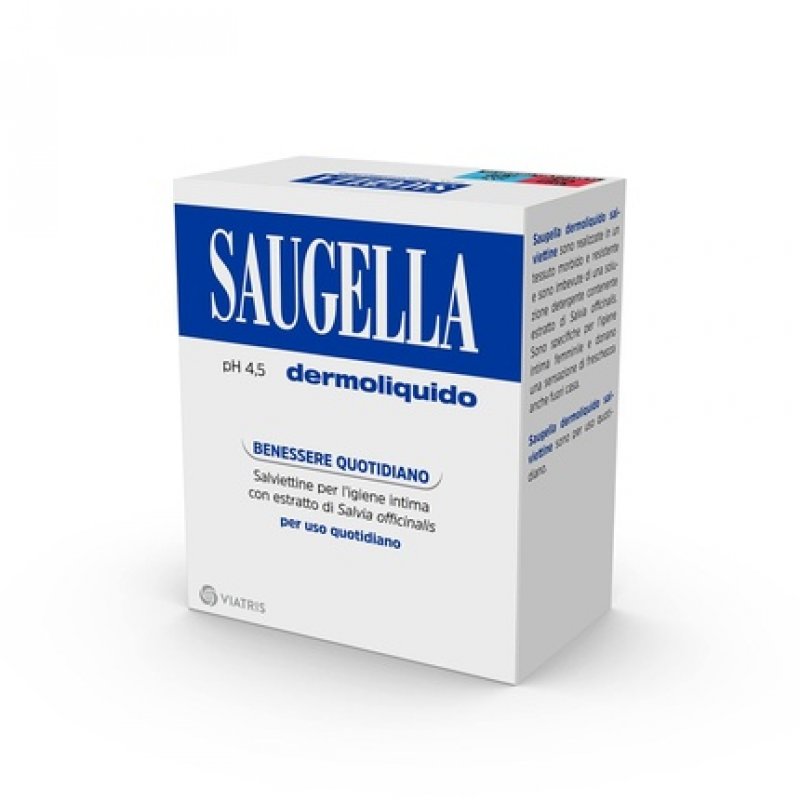 Saugella Dermoliquid Intimate Wipes with Sage Extracts Soft and Durable Disposable Fabric