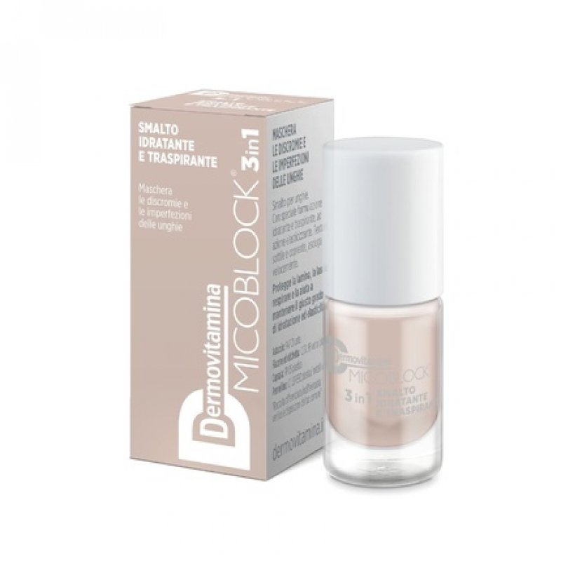 Dermovitamina Micoblock 3in1 Beige Nail Polish 5ml - Quick Drying Nail Polish for Damaged Nails with Special