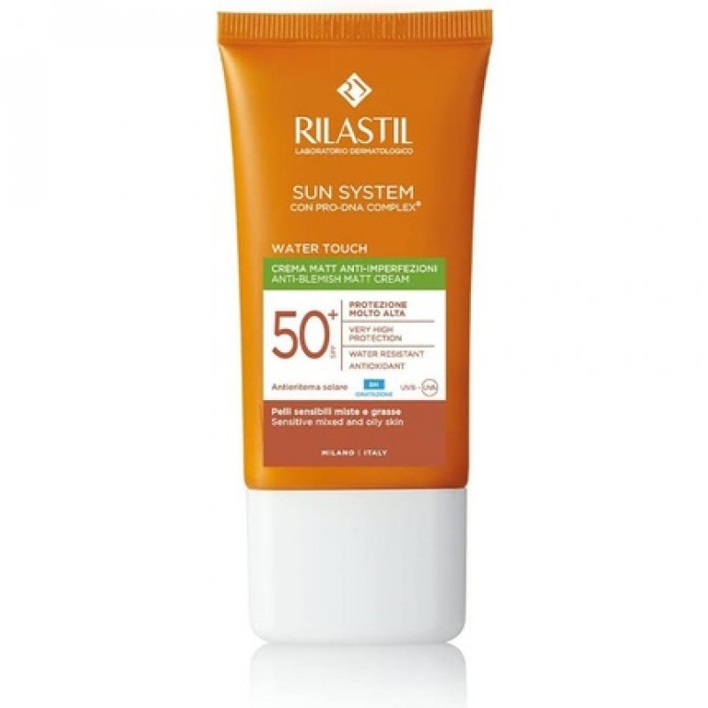 Rilastil Sun System Water Touch Fluid Comfort Moisturizing and Antioxidant Matte Effect SPF 50 for Sensitive Normal