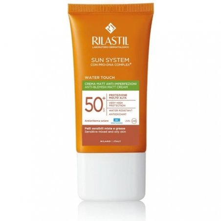 Rilastil Sun System Water Touch Fluid Comfort Moisturizing and Antioxidant Matte Effect SPF 50 for Sensitive Normal