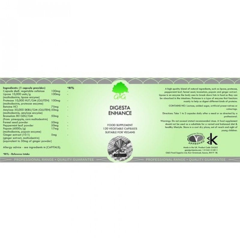 G&G Vitamins Digesta Zymes 120 Veg Capsules 74g