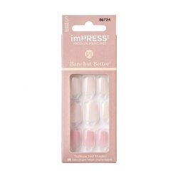 KISS imPRESS Press-On Nails Bare But Better Manicure Set Nude False Nails Effortless Finish 30 Nails
