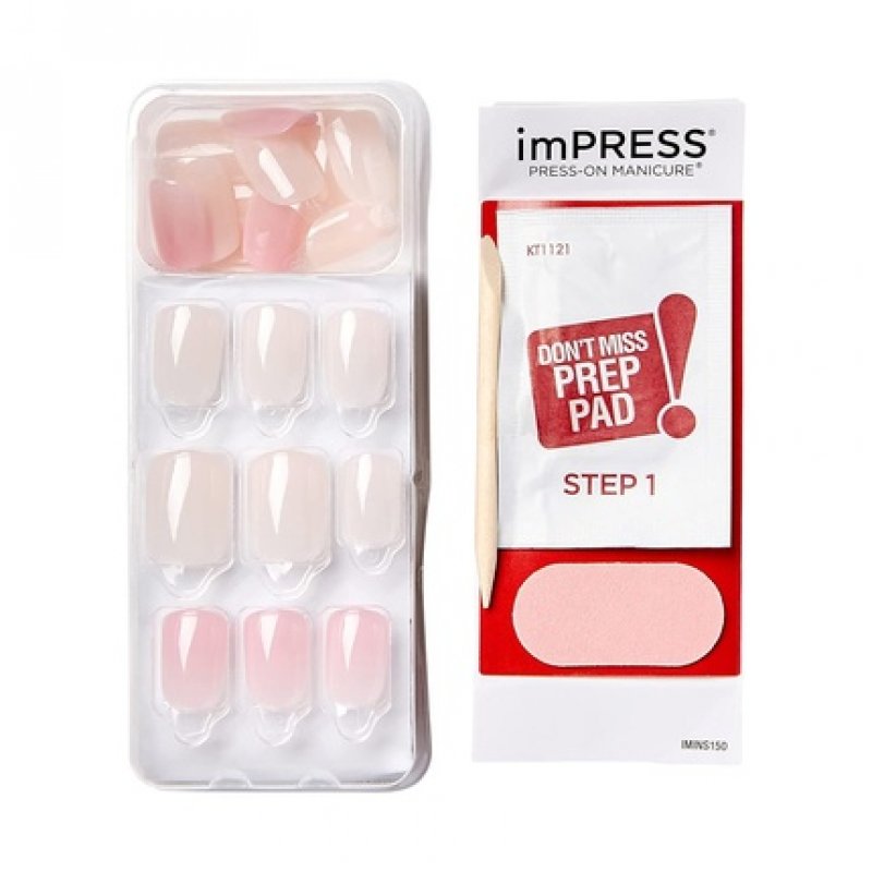 KISS imPRESS Press-On Nails Bare But Better Manicure Set Nude False Nails Effortless Finish 30 Nails
