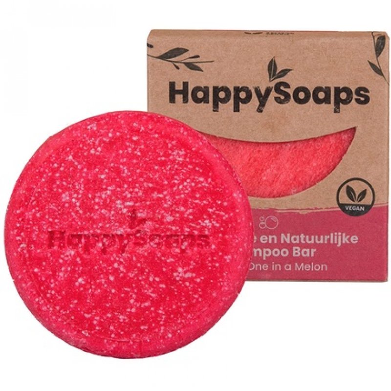 HappySoaps You're One in a Melon 70g Solid Shampoo Bar Vegan 100% Plastic-Free Handmade in EU for a Better Environment