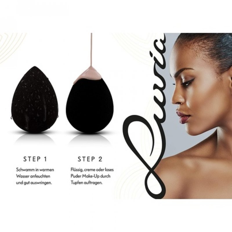 Luvia Beauty Blender Sponge Set 3 Black Makeup Sponges - Super Soft Blending Sponge in 2 Sizes for Precise and