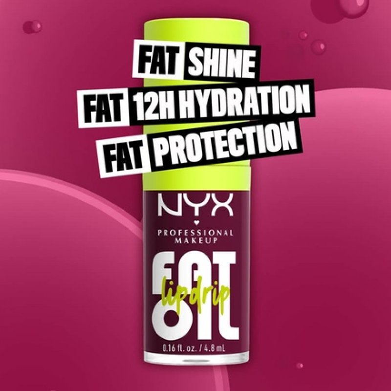 NYX Professional Makeup Fat Oil Lip Drip Moisturizing Vegan Tinted Lip Gloss That's Chic Deep Berry