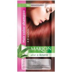 Marion Hair Dye Shampoo in Bag Semi-Permanent Color with Aloe and Keratin 96 Mahogany