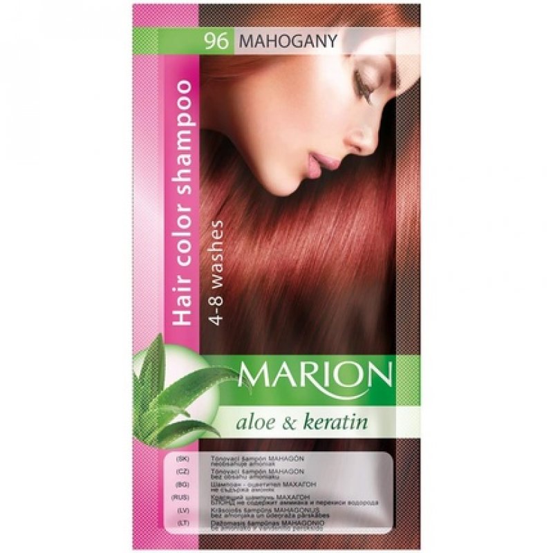 Marion Hair Dye Shampoo in Bag Semi-Permanent Color with Aloe and Keratin 96 Mahogany