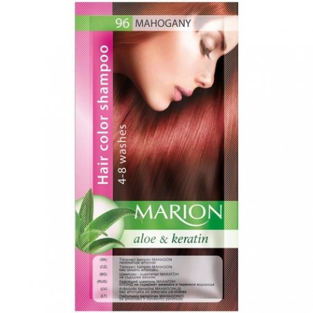 Marion Hair Dye Shampoo in Bag Semi-Permanent Color with Aloe and Keratin 96 Mahogany