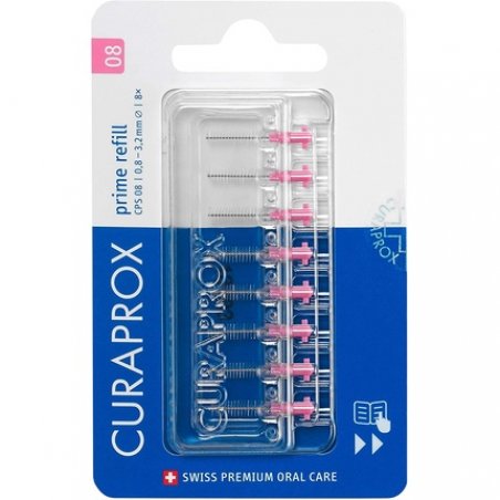 Curaprox CPS 08 Prime Refill Interdental Brushes Pink 8 Count 8 x 0.8mm - Pack of 8