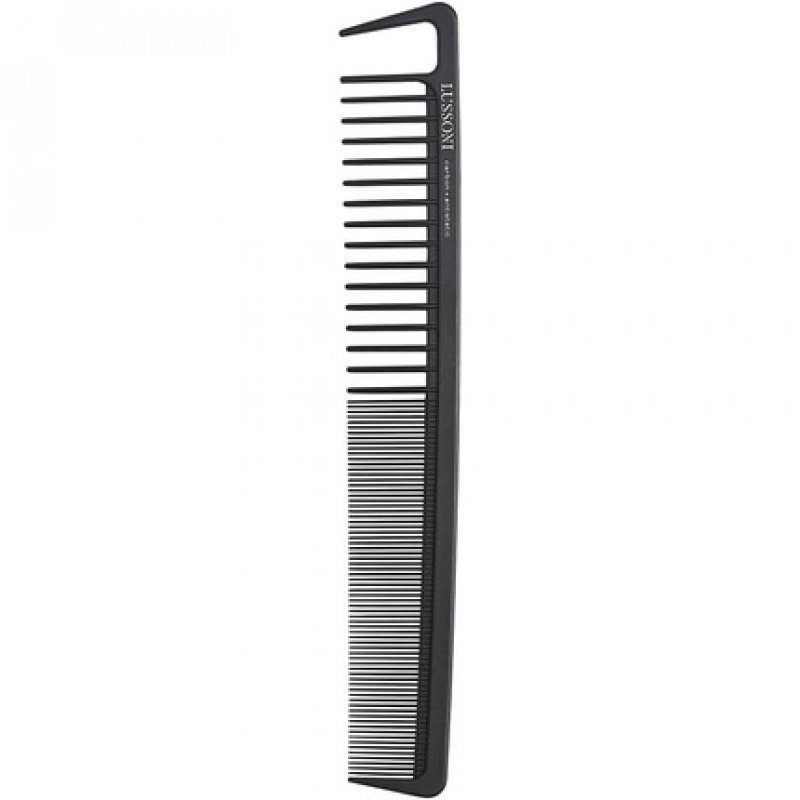 T4B Lussoni Cutting Comb Shatterproof Carbon Hair Cutting Comb for All Hair Types with Antistatic and Negative Ions