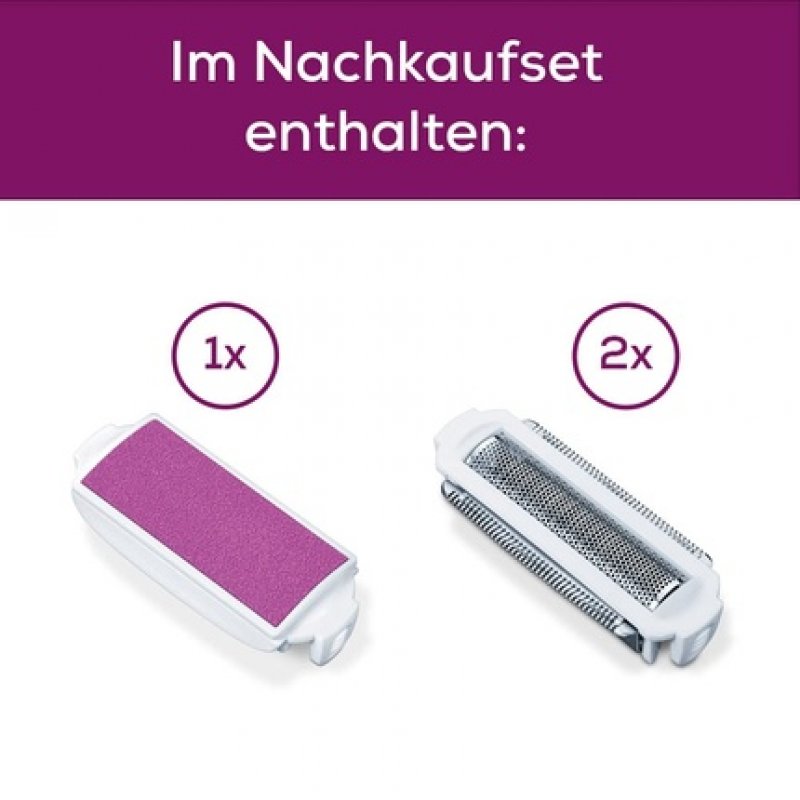 Beurer HL 36 Replacement Set with 2 Shaving Foils and Blades and a Peeling Attachment - Anti-Allergenic Foil for